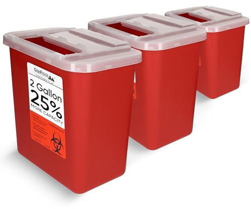 OakRidge Products 2 Gallon contenitori Sharps smaltimento (3 Count) | Taglia larga medio Rosso