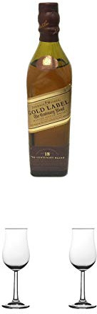 Johnnie Walker 18 Jahre Gold Label 0,20 Liter + Nosing Gläser Kelchglas Bugatti mit Eichstrich 2cl und 4cl 1 Stück + Nosing Gläser Kelchglas Bugatti mit Eichstrich 2cl und 4cl 1 Stück