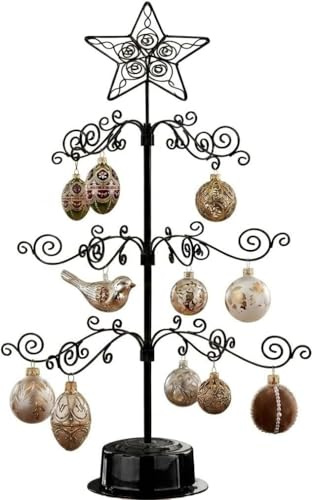 HOHIYA 24 Rotating Ornament Display Tree 36-Hook Metal Stand Black