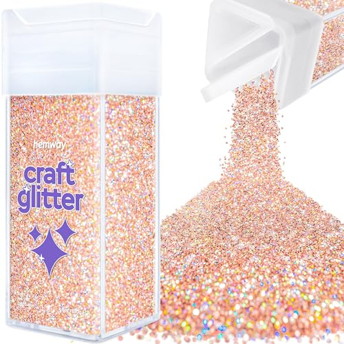 Hemway Craft Glitter Shaker Rose Gold Holographic 130g Fine | for Resin & Epoxy Crafts, Christmas Art Supplies, Nail, Body, Face, Eye, Festival, Crafting, Slime, Sparkle