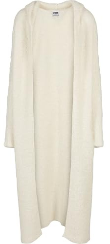 URBAN CLASSICS Cardigan Mantella per Donna, Giacca Lunga con Cappuccio dal Taglio Lungo, Maglia in Stile Piumato, Taglie XS-5XL