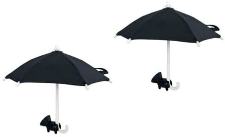 NTidea (2 Pack) phone umbrella for Sun Shade, Funny Phone Snap Finger Phone Stand Silicone Phone Holder with Umbrella and Suction Cup for Phone, Black