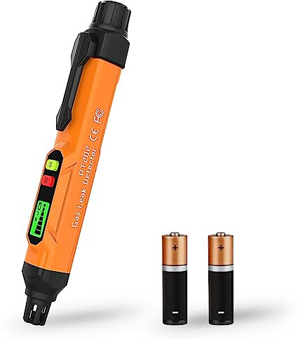 APRVTIO ALD-10 - Detector de fugas de gas combustible, con alarma audible y visual, detector de gas natural detecta metano propano, rango de 50-5000 ppm, incluye bolsa, baterías