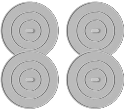TJ POP Silicone Tub Stopper 4 Packs, Large Bathtub Stopper Drain Plug, Flat Suction Drain Cover for Kitchen, Drain Stopper Bathroom Accessories and Laundry, Gray
