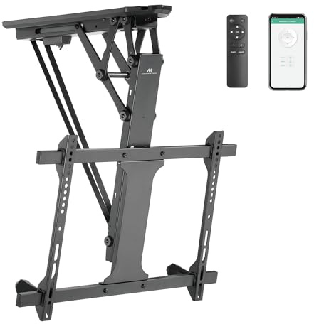 Maclean MC-880T Elektrische Neigbare TV Halterung mit App-Steuerung 32-70 für Decke Dachschräge inkl. Fernbedienung bis 35kg max VESA 600x400