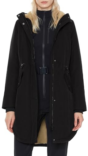 ELEZAY Women's Winter Coat Fleece Lined Parka Jacket with Hood Mid Length Warm Casual Jacket, Black, M