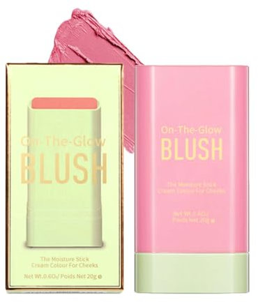 EONFAVE Blush Stick, Langlebige Cream Blush, 3In1 Rouge Stick, Natürliche Creme Blush für Gesicht Augen und Lippen, Wasserfest Schweißfest Creme Rouge, Samttextur Make Up Beauty Stick