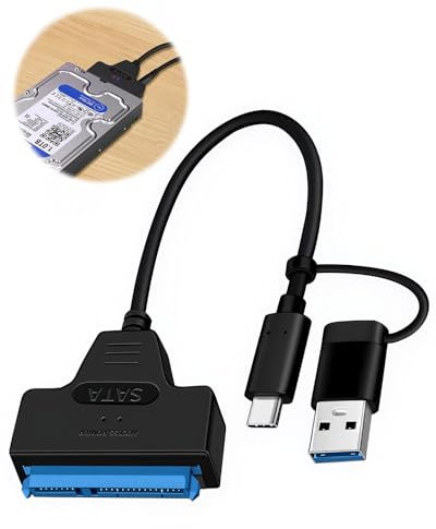 Adattatore SATA III USB 3.0 a SSD/HDD 2.5 3.5 con Tipo C - Convertitore Hard Disk Esterno per Windows, Mac, Linux