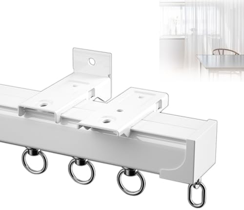Riel de cortina de techo resistente, riel deslizante de aluminio montado en la pared para divisor de habitaciones, sistema de cortina fácil de instalar para el hogar, oficina, sala de estar (blanco
