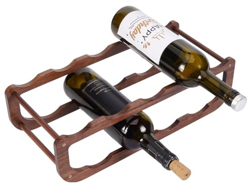 UNICRAFTALE Scaffale per bottiglie di vino e acqua, a 2 ripiani, in legno di noce di cocco, organizer per bottiglie di vino, porta presentazioni, per armadio da cucina, piano di lavoro, 18 x 41 x 11,7