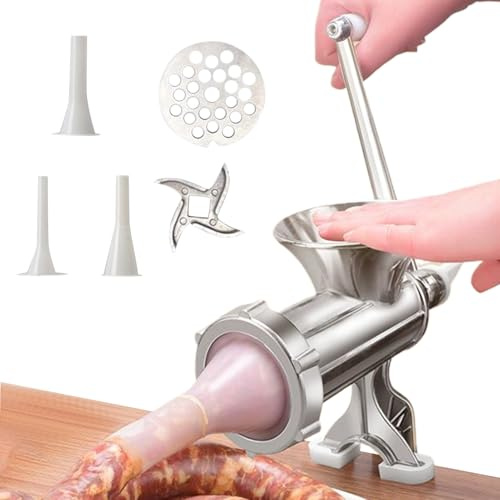 Renchey Picadora de Carne - Kit De Picadora De Carne Manual Y Embutidora De Salchichas | Utensilio de Cocina para Picar y Moler de Res Pollo Cordero Cerdo Cocina Casera Preparación de Comidas