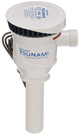 Attwood 4650-7 Tsunami T800 Aerator Pump, 800 GPH, 12-Volt, 3 ½-Inch Long Inlet, Threaded ¾-Inch Diameter Outlet, 29-Inch Wire