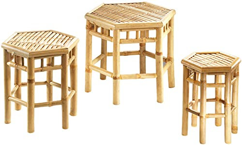 Kobolo Blumenhocker 6-eckig aus Bambus im 3er-Set