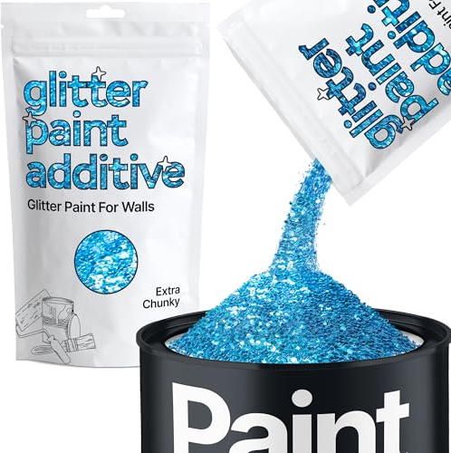 Hemway Ocean Blue Glitter Paint Additive Extra Chunky 100g Adding Sparkle | for Paints & Varnish | Paint Walls Sparkly Add to Emulsion, Acrylic or Lacquer Indoor