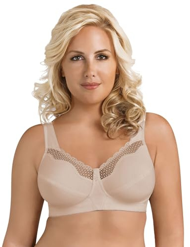 EXQUISITE FORM Fully Damen BH - Soft Cup Baumwoll-BH mit Spitze BH ohne Bügel Bügelloser BH Große Größen BH Haut Größe 80F