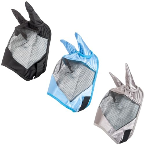 RL24 - Fliegenmaske Light Basicline | Pferdefliegenmaske in Hellblau | sehr feinmaschiger Fliegenschutz für Pferde | Verschluss mit Doppelklett | Pferde Zubehör für Shetty