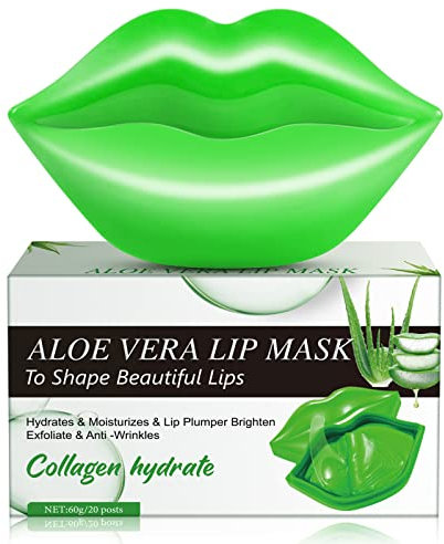 Lippenmaske,Lippenpads,Lippen-Maske,Lip Mask,Moisturizing Lip Pads,Lippe Schlafen Maske, für Lippenpflege,Geeignet für Trocken und Rissige Lippen,20 Stück (Aloe Vera)
