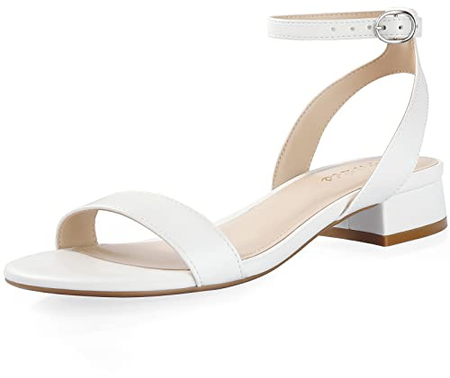 Ankis Black Nude White Gold Women Sandals Comfortable Walking Strappy Open Toe Sandals for Women Dressy Summer 1 Inch Low Block Heel Flat Adjustable Ankle Strap Shoes