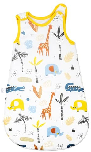 FLYISH DIRECT 2.5 Tog Sleeping Bag, Baby Swaddle Sleeping Bag 100% Cotton, Baby Grow Bag 2.5 Tog, Baby Sleeping Bag 6-12 months, 76cm, Giraffe, M