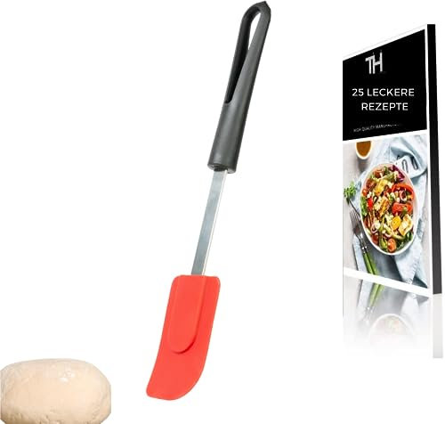 Thiru Küchenhelfer Teigschaber - hitzebeständig - mit Silikonkopf - inkl. E-Book mit 25 Rezepten - Spülmaschinengeeignet - Qualität Made in Germany