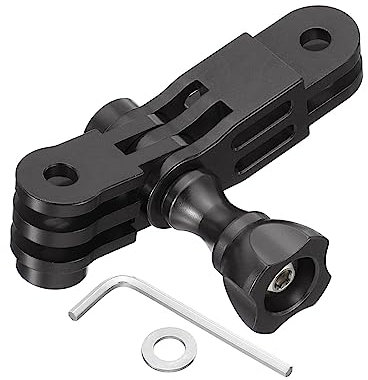 PATIKIL Aluminum Alloy Adjust Arm Straight Joints Mount, 3-Way Adjustable Extension Arm Mount 90 Degree Adapter Mount for Action Camera, Black