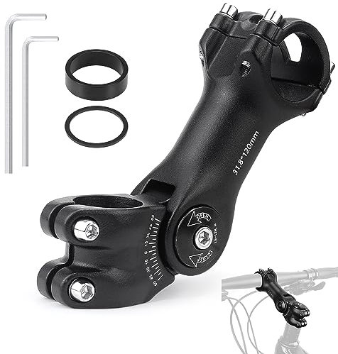 FAELNK Fahrradlenker Vorbau Lenkervorbau Verstellbar 31.8mm*110mm Fahrradlenker Erhöhung 0~60 Grad Einstellbar Aluminium Sechseckiges Lochdesign Winkel für ergonomische Sitzhaltung