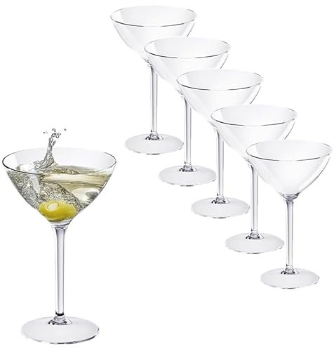 VIRSUS 6 Coppe da Martini Trasparente 5007, capacità 300 cc, Calici Infrangibili e Riutilizzabili, lavabili in lavastoviglie, 100% Riciclabili, Unglassy, per Gelato, Cocktail, Prosecco