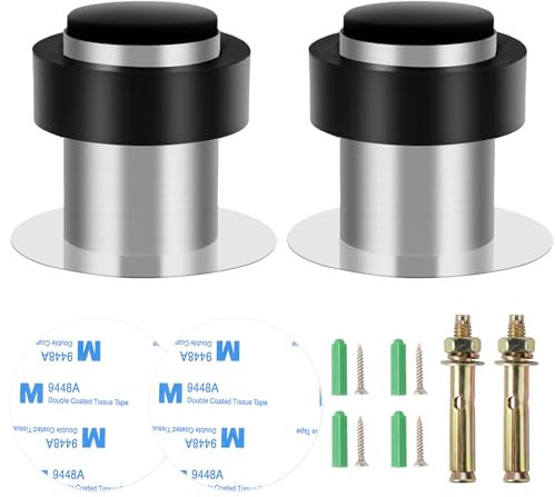 2 Stück Türstopper zum Schrauben, Bodentürstopper Edelstahl, Türstopper Boden Schrauben, Türstopper Boden Selbstklebend, mit Gummi-Puffer, für alle Hartböden Zum Schutz Von Wand und Möbel