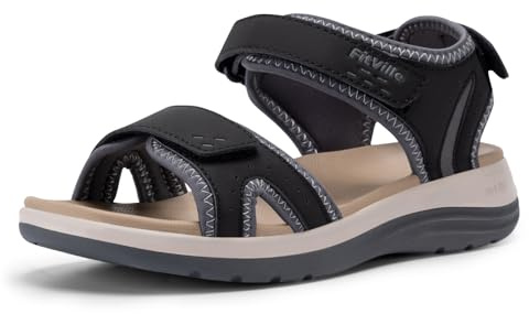 FitVille Sandales Femmes à Largeur Extra Sandales d'été Confortables et Légères, Idéales pour Pieds Larges