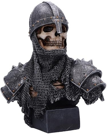 Nemesis Now Into The Knight Büste 19 cm, Harz, Silber, Skelett Ritterbüste, Mittelalterliche Büste, mittelalterliche Geschichtsstatue, aus feinstem Harz gegossen, fachmännisch handbemalt