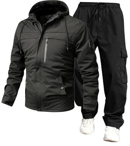 DKLOVIFU Angelanzug Jogginghose Herren 2024 Trend Rushing Jacke Kombination Arbeitshose Angel Anzug Jogginganzug Trainingsanzug Freizeitanzug wasserdichte Strickjacke Outdoor-Sportbekleidung