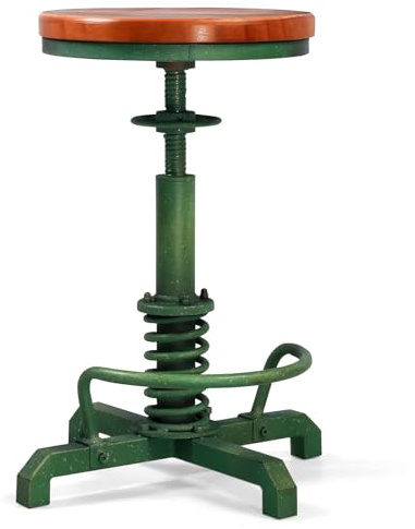 BOKKOLIK Sgabello da bar industriale regolabile in altezza, 61-71 cm, stile vintage, per casa, cucina, gioco rustico o chitarra, con sedile girevole in legno