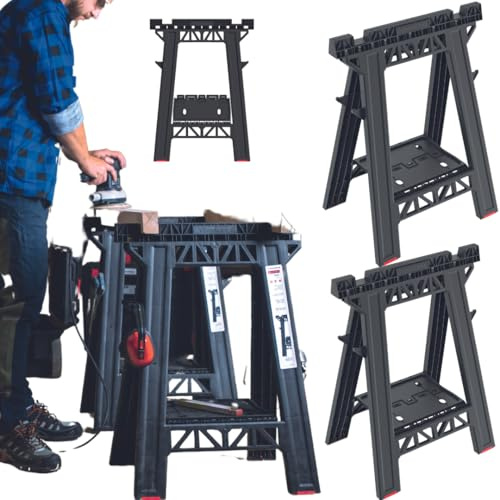 DTU24 2x Arbeitsbock Klappbock SET Unterstellbock 350kg Gerüstbock Höhe Stützbock Sägebock schwarz