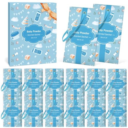 SCENTORINI Scented Sachets, Baby Powder Fragrance for Wardrobe, Drawers, Closets, Cupboard, 14 Pack