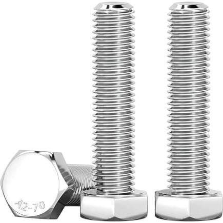 Drenky M10 x 50mm Boulons Hexagonaux Acier Inoxydable A2 V2A Vis à Tête Hexagonale DIN 933 Vis Inox M10 Boulon pour Automobile et Machinerie, Argent, 10 Pièces