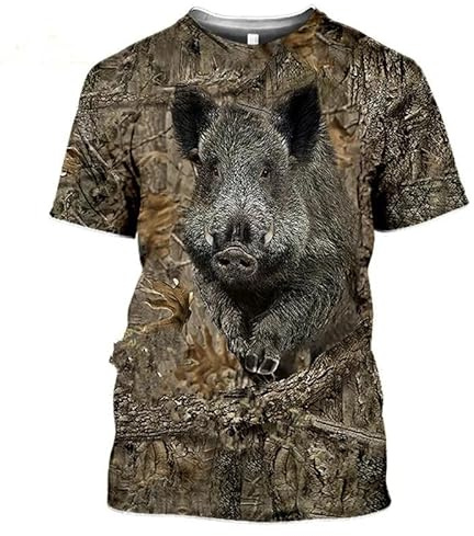 CHANYI Hommes 3D imprimé T-Shirts Cerf Lièvre Chasse Camoufalge T Shirt Hommes 3D Camo Sanglier Lapin Chasseur Impression T-Shirt Femmes Vêtements Drôle Enfants À Manches Courtes