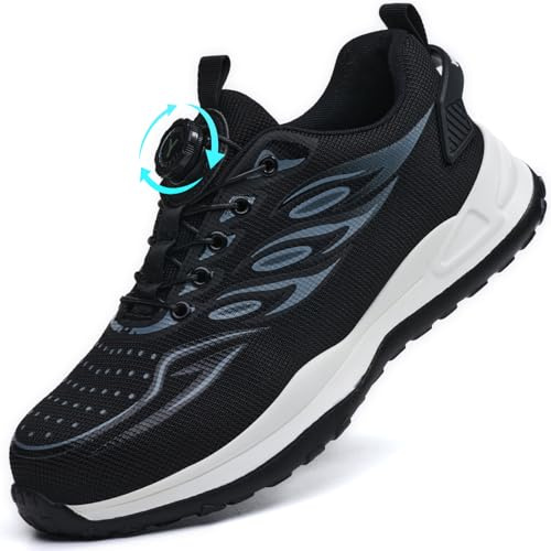 YEKOYIOO Chaussures de Sécurité Hommes Femmes Légère Basket de Securite Chaussure de Travail Chaussure de Chantier Embout de Protection en Acier Respirantes Antidérapant Gris 44 EU