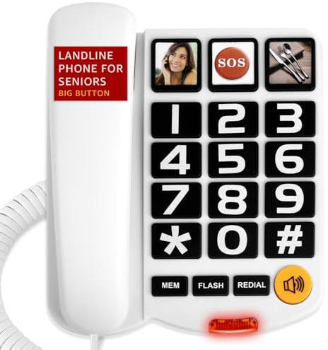 Big Button Telephone for Elderly with SOS Button & 3 Speed Dial Buttons