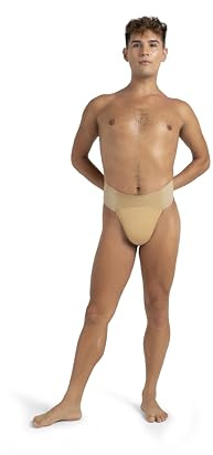 Capezio Quilted Cotton Panel Thong Dance Belt, Men's Protective, Supportive Dance Pants, Underwear for Ballet, Dancing, Contemporary, Dancewear Jock, N5930, Natural, Adult Size Medium