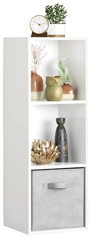 Whitmor 3 Cube Storage Organizer, 3 Tier Stackable MDF Wood Bookcase, Open Storage Display Bookshelf, Storage Cabinet for Living Room, Bedroom, Home, Office, 12.2 L x 11.7 W x 35.6 H, White