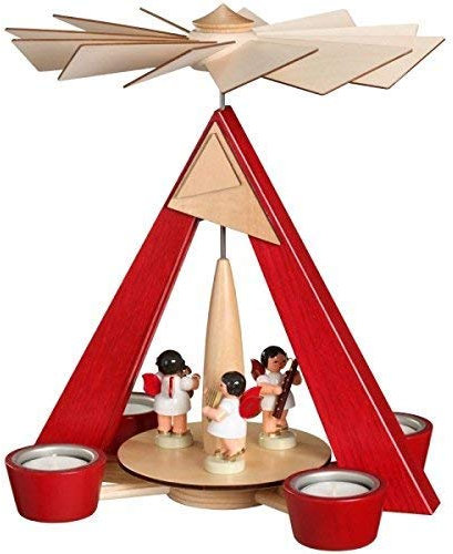 Pirámide de velas de té con instrumentos multicolor, 24,5 x 29 x 24,5 cm, pirámide de madera, jabones de los Montes Metálicos