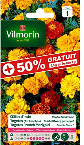 Vilmorin - Sachet graines Oeillet d'inde Double Nain Varié 50% Gratuit - Tagetes erecta