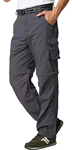 FLYGAGA Hommes Outdoor Pantalon de randonnée Pantalon Zip Off Jambes de Pantalon Amovibles Short d'été avec Ceinture Léger Séchage Rapide Respirant Pantalon Fonctionnel Pantalon de Trekking Cargo