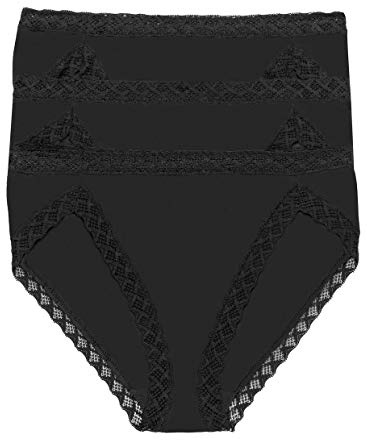 Natori Women's Bliss Cotton French Cut 3-Pack, Black/Cafe/White, XXL