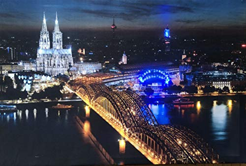 Samarkand - Lights LED Bild LED Bilder 65 cm x 45 cm Leuchtbild Wandbild mit Beleuchtung Köln Dom Kölner Dom Stadt