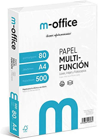 m-office Lot de 500 feuilles de papier multifonction pour imprimante jet d'encre et laser Format A4 210 x 297 mm 80 g