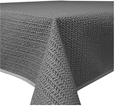 Gartentischdecke Outdoor rechteckig wetterfest wasserabweisend rutschfest abwischbar PVC Weichschaum Tischdecke für Garten, Balkon, Terrasse und Camping (Grau, 130 x 220 cm)