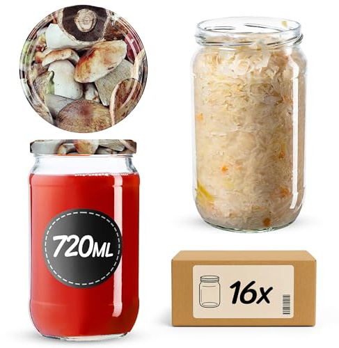 KADAX Pots de conservation 720 ml, bocaux en verre pour mise en conserve, pots à confiture pour couvercles à visser, bocaux à congélation, pots à confiture, pots à provisions, pots de conserve, pots