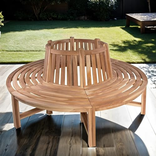 SAM Baumbank Timo 180 cm, Teakholz massiv, 360° kreisrunde Gartenbank