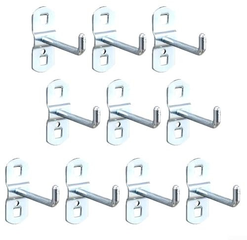 EasyByMall 10-Piece 50mm Steel Pegboard Hooks, Tool Wall Hooks, Modern Design, Secure Grip, Garage & Workshop